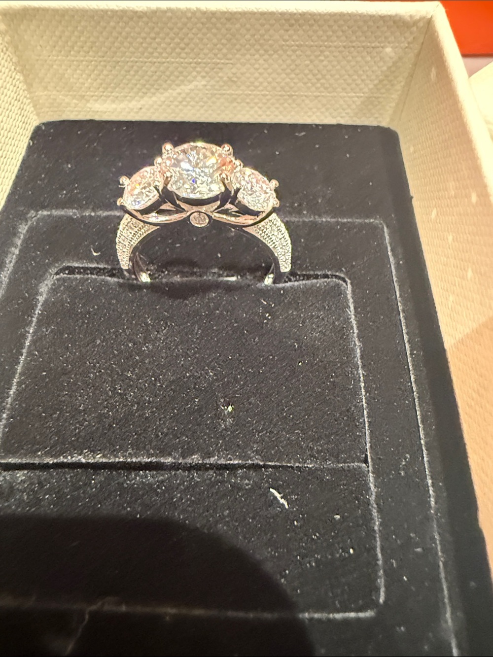 Sterling Silver Moissanite  9.25 Past Present Future Ring Size 6 - 1.5 CTW